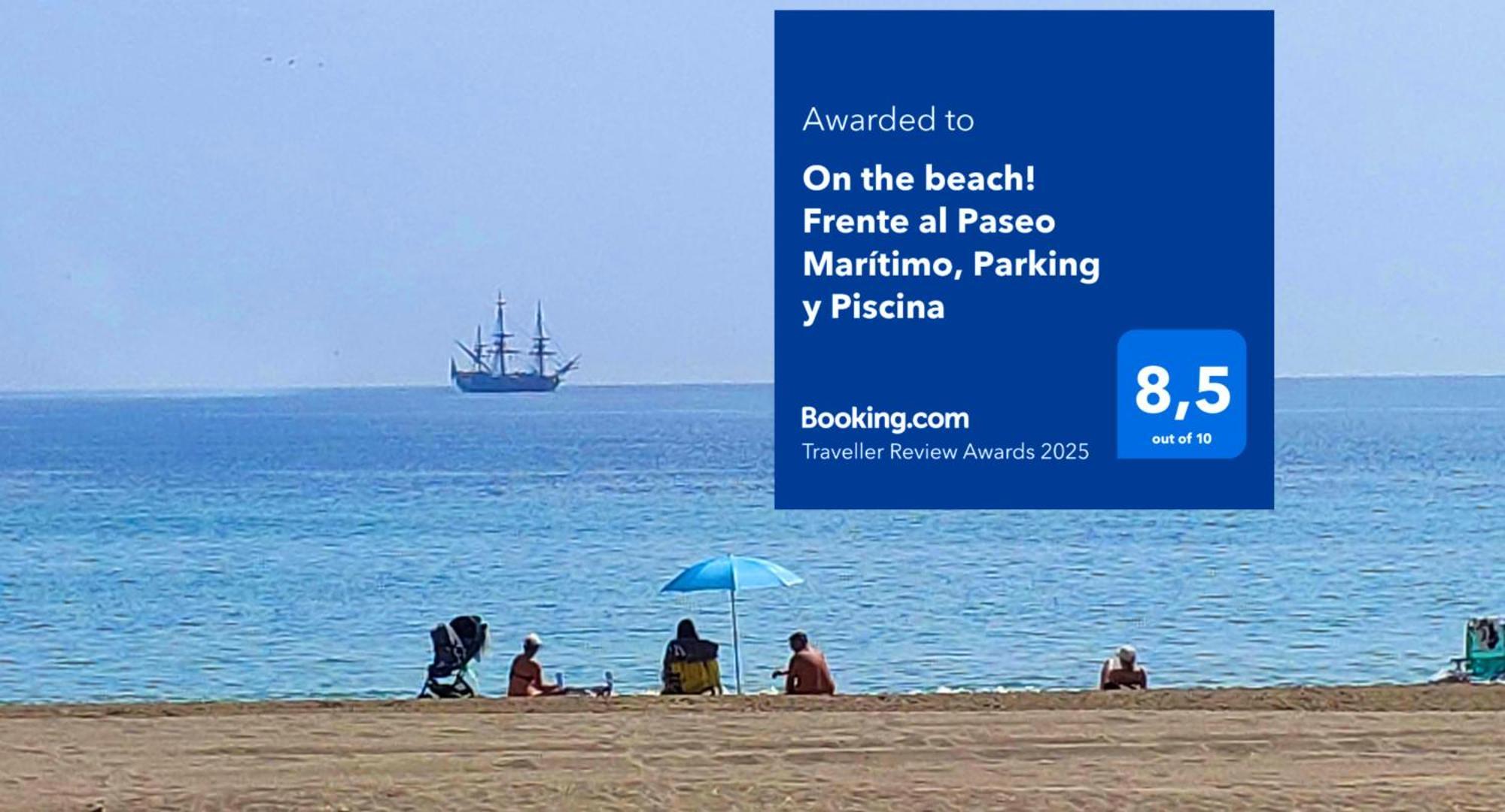 On The Beach! Frente Al Paseo Maritimo, Parking Y Piscina Малага Екстериор снимка